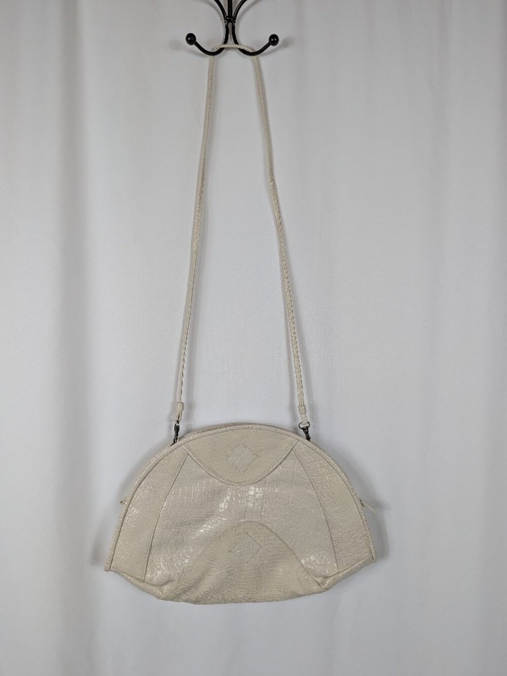 Handbag Monique White Snakeskin Print Texture Purse Shoulder Bag Vintage 80s 90s